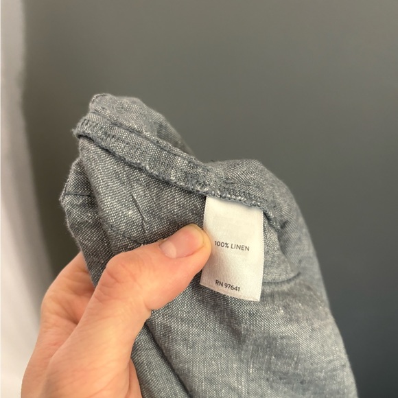 PURE JILL Linen Blue Coastal Grandma Pull-on Roll Tab Pants Size Small - Picture 4 of 5